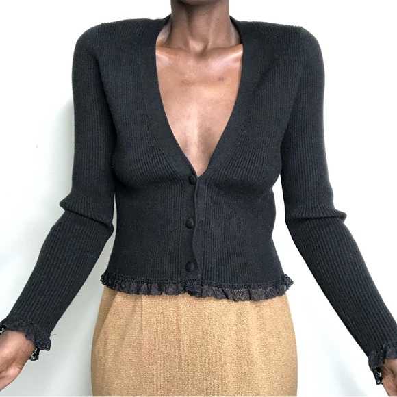 FOR LOVE AND LEMONS | Nina Lace Trim Cardigan Size XL